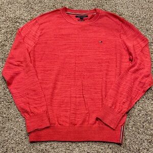 Tommy Hilfiger Textured Crewneck Sweater in Coral Red